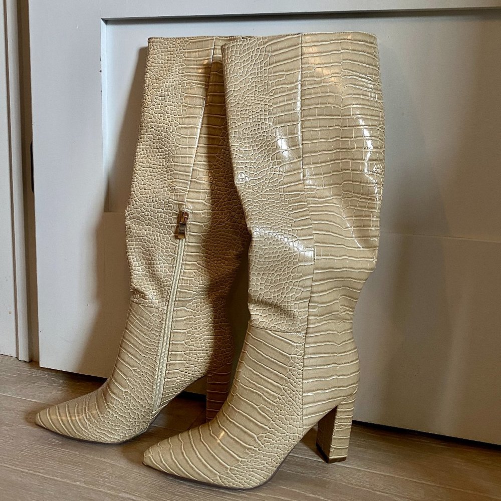 Lulus Cream Knee High Boots